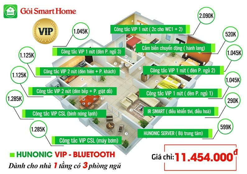 #1 - Nhà thông minh Vũng Tàu - Vsmarthome - Trọn gói nhà thông minh Hunonic VIP cho nhà 1 tầng, 3 phòng ngủ